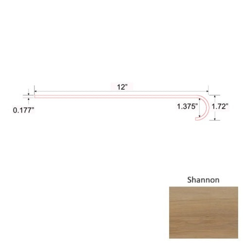 Garnet Shannon Luxury Vinyl Moulding / Trim - 47" Round Stair Tread - Mineral Enhanced Uv Coating