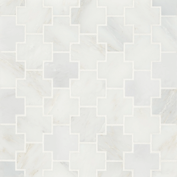 Monet Oriental White 4 Marble Mosaic - Cross - Honed