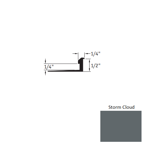 Johnsonite Storm Cloud Vinyl Moulding / Trim - 1/4" X 12 Ft (144") X 1/4" - 1/2" Slim Line Transition - Slim Line Transition