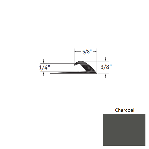 Johnsonite Charcoal Vinyl Moulding / Trim - 5/8" X 12 Ft (144") X 1/4" Slim Line Transition - Slim Line Transition