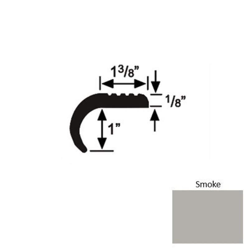 Solid 06 Smoke Rubber Domestic Stair Nosing (Rd) - 1 3/8" X 9 Ft (108")