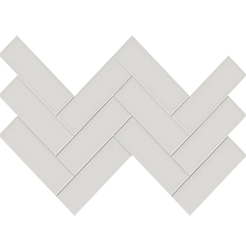 S Halo Grey Porcelain Mosaic 2" x 6" Herringbone Glossy