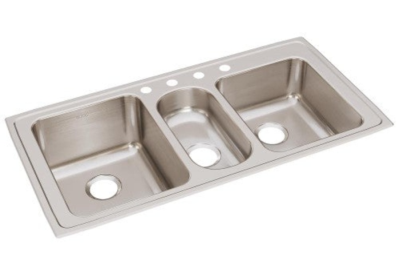 Lgr43224 Lustertone Classic Stainless Steel Drop In Triple Bowl Kitchen Sink - 43" X 22" X 10" With 4 Holes - Stainless Steel