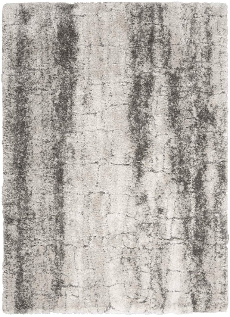 Nourison Dreamy Shag Ivory Charcoal Polyester Area Rug, 7 ft x 9 ft
