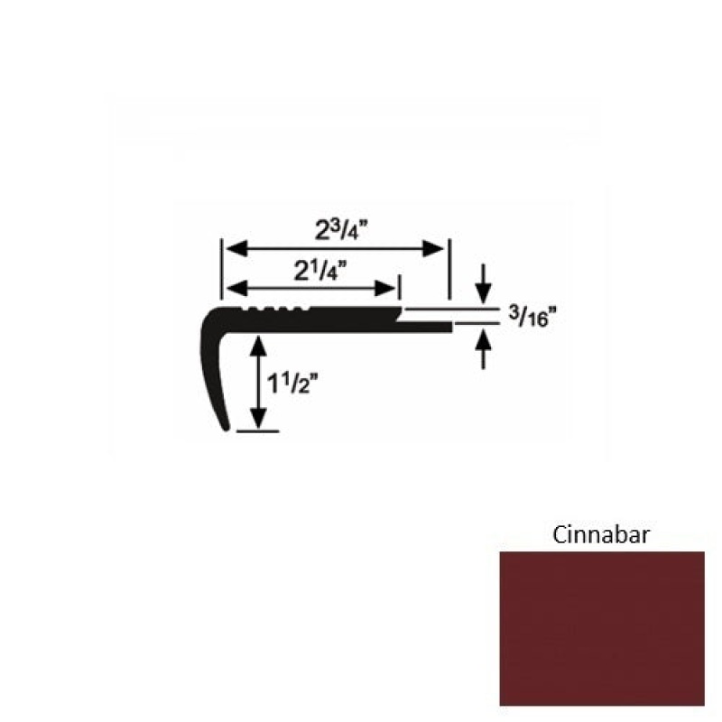 Solid 07 Cinnabar Rubber Underlap Carpet Stair Nosing
