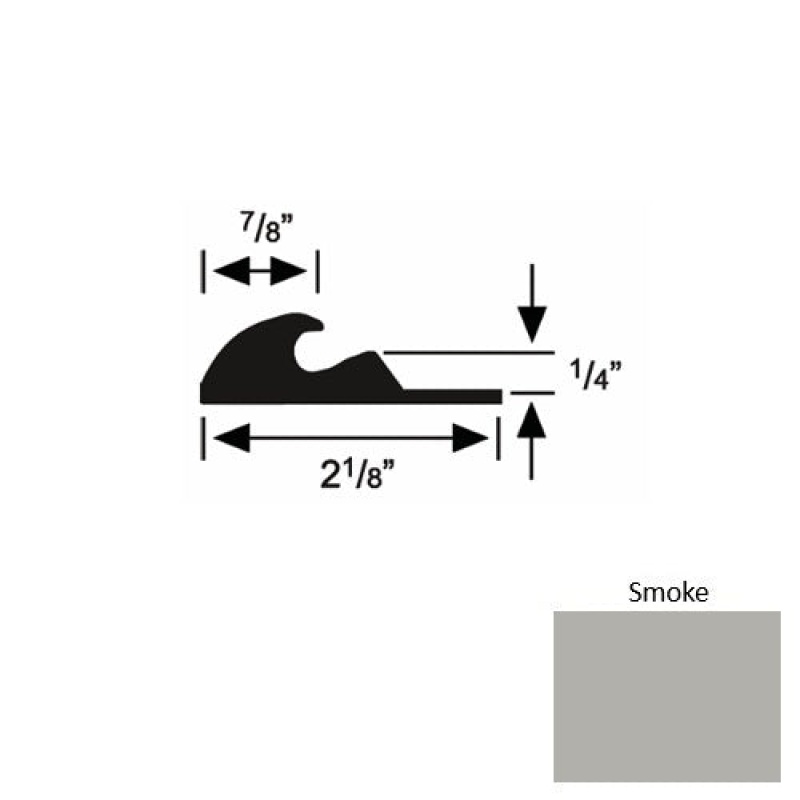Solid 41 Smoke Rubber Tackless Carpet Bar - 2 1/8" X 9 Ft (108") X 1/4"