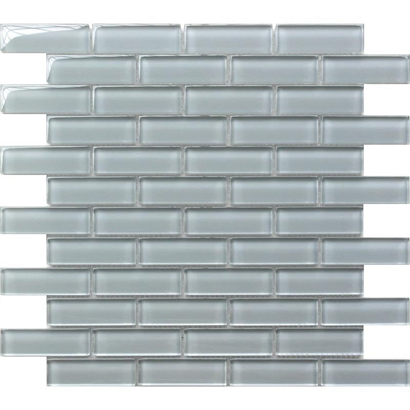 Color Palette Gray Cloud Glass Mosaic - 1" X 3" Brick - Glossy