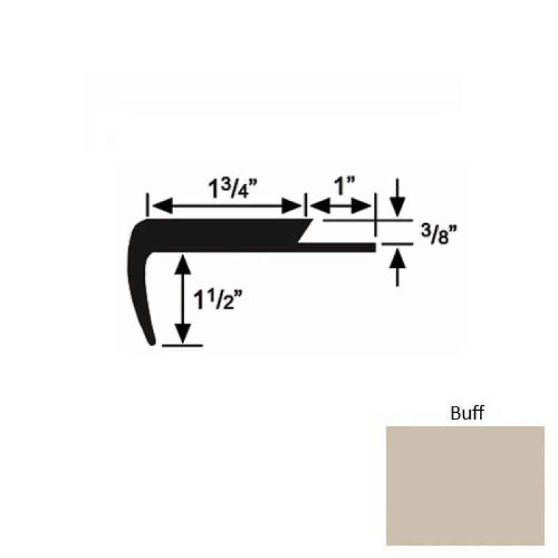 Solid 11 Buff Rubber Single Flange Carpet Stair Nosing (Sq) - 1 3/4" X 9 Ft (108")
