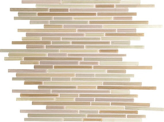 Caprice Vanilla Interlocking Glass Mosaic - 5/16" Random Linear - Glossy & Frosted