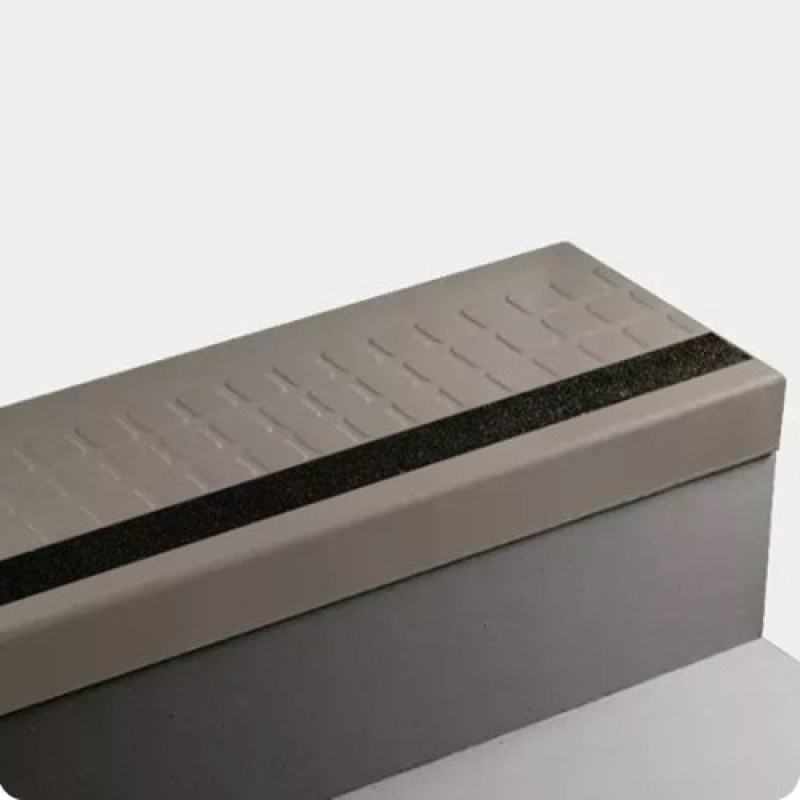 Raised Square Rubber Stair Tread with Black Grit Tape