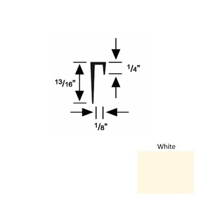 Solid 46 White Rubber Cove Cap Square - 1/8" X 9 Ft (108")