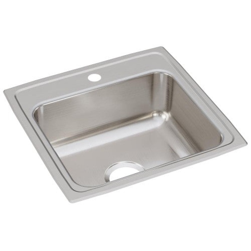 Lr19191 Lustertone Classic Stainless Steel Drop In Single Bowl Kitchen Sink - 19 1/2" X 19" X 7 1/2" With 1 Hole - Stainless Steel