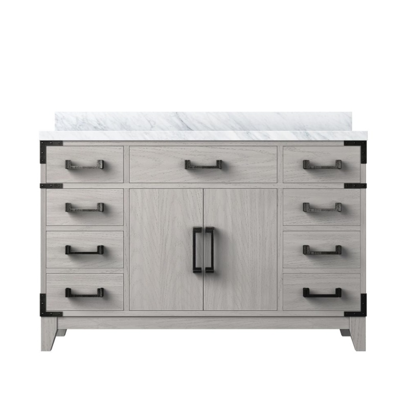 Laurel White Oak Wood Freestanding Single Sink Bathroom Vanity With Carrara Marble Top - 48" - White Oak