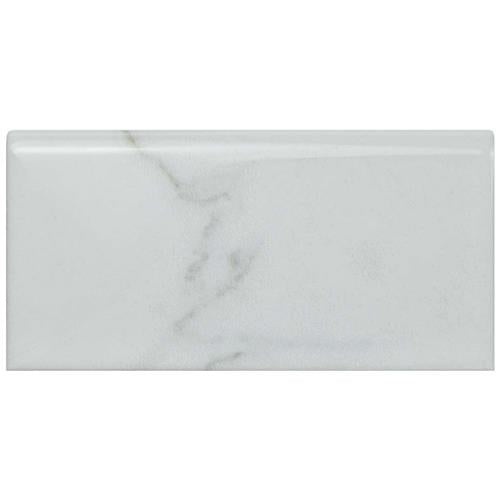 Classico Carrara Ceramic Wall Trim - 3" X 6" Bullnose