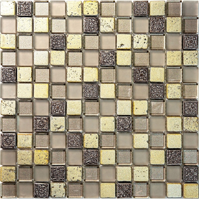Inka Alder Mixed Mosaic - 0.9" X 0.9" - Glossy & Foiled