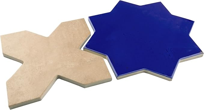 Argile Star Blu With Cotto Cross Porcelain Tile - Mixed - 7" X 14"
