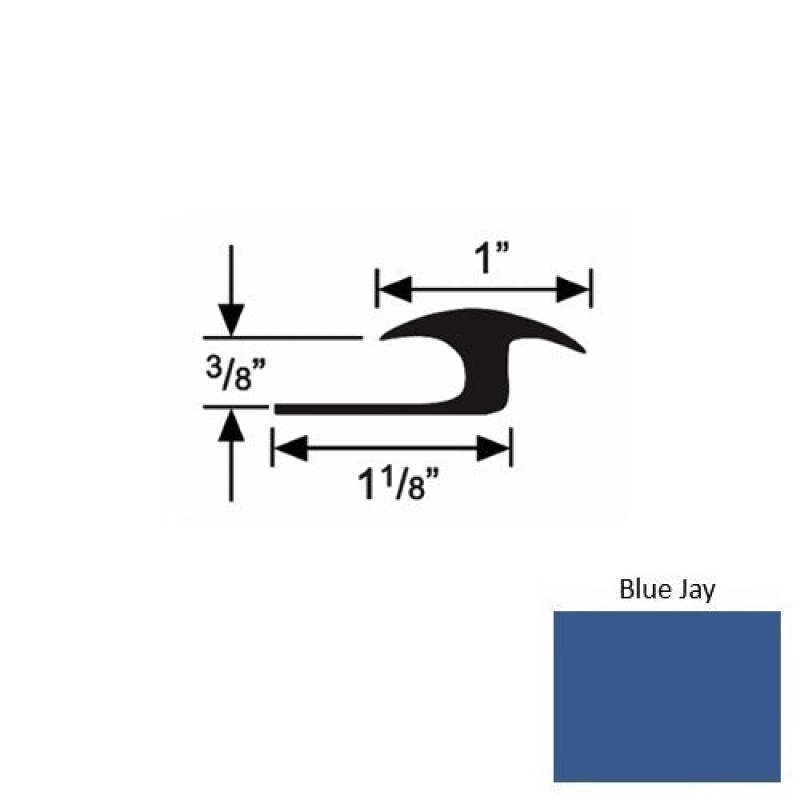 Solid 60 Blue Jay Rubber Tile / Carpet Joiner - 1 1/8" X 9 Ft (108") X 3/8"
