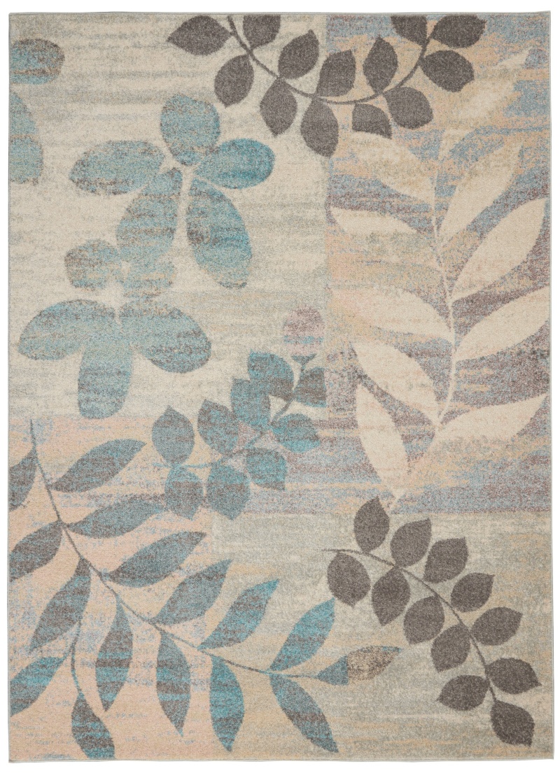 Tranquil Ivory / Light Blue Polypropylene Farmhouse Area Rug
