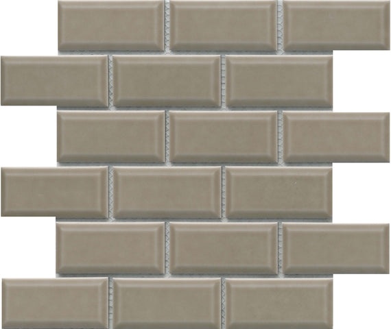 Reward Taupe Bevel Porcelain Mosaic - 2" X 4" Offset - Glossy