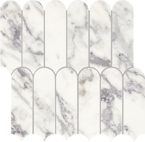 Eclessia Marble Arabescato Argento Marble Mosaic - Elongated Fan - Polished