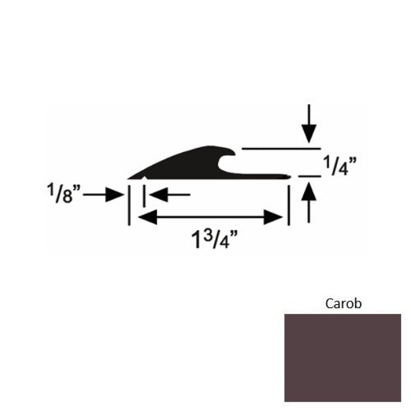 Solid 43 Carob Rubber Custom Carpet Edging - 1 3/4" X 9 Ft (108") X 1/4"