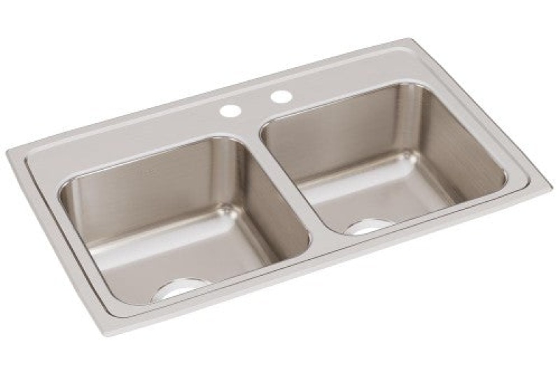Lr2918mr2 Lustertone Classic Stainless Steel Drop In Double Bowl Kitchen Sink - 29" X 18" X 7 5/8" With 2 Holes - Stainless Steel