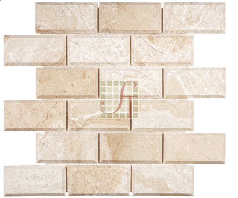 Diano Royal Marble Mosaic - 2" X 4" Beveled Brick - Polished