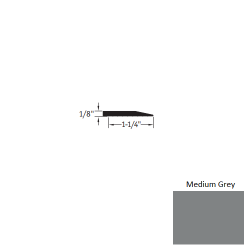 Johnsonite Medium Grey Vinyl Moulding / Trim - 1 1/4" X 25 Ft (300") X 1/8" Reducer - Reducer