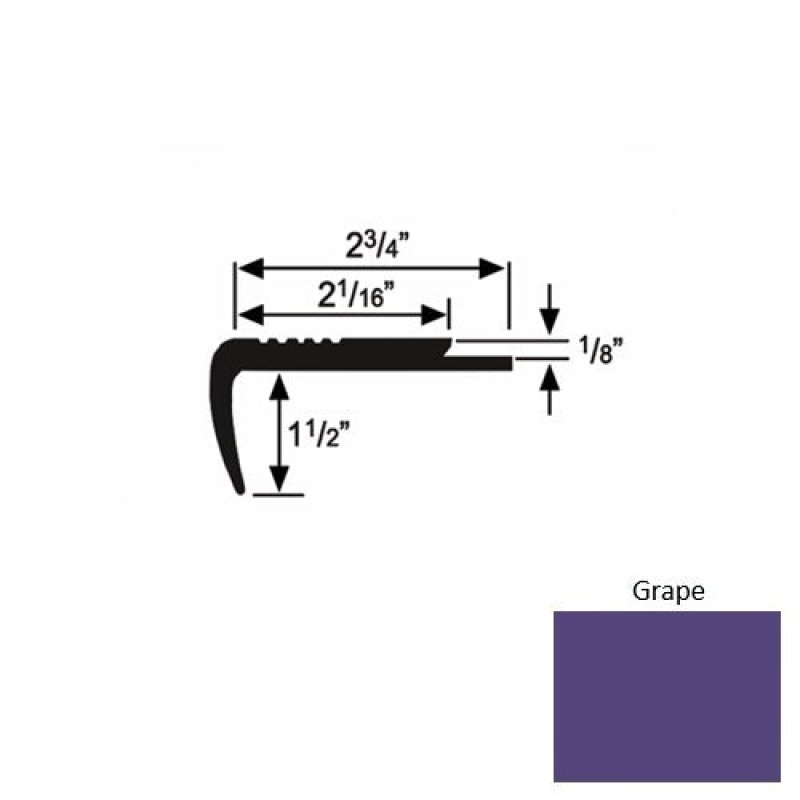 Solid 09 Grape Rubber Underlap Stair Nosing