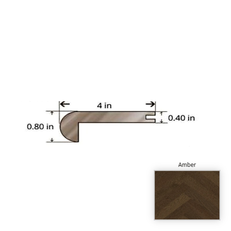 Oak Amber Hardwood Moulding / Trim - 84.25" Stair Nose - Truemark Glaze Tek