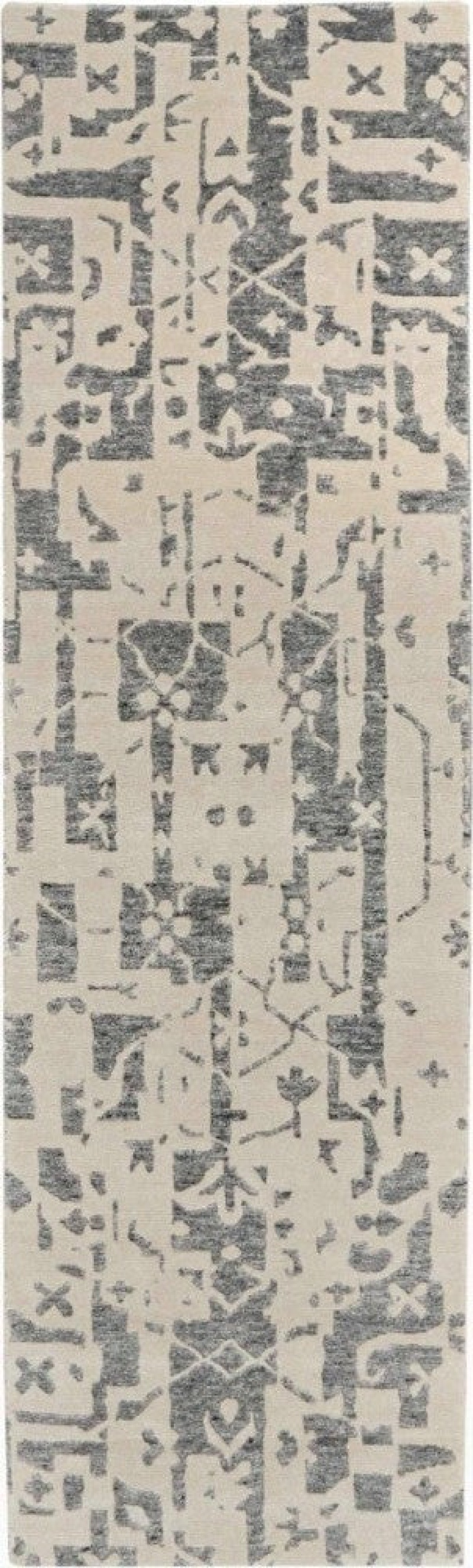 Silk Shadows Ivory Grey Wool Blend 8 Ft Runner Rug