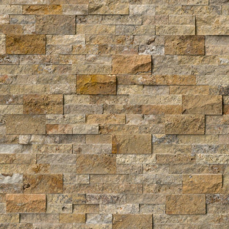 Noche Cross Cut Travertine Ledgestone - Split Face - 6" x 24"