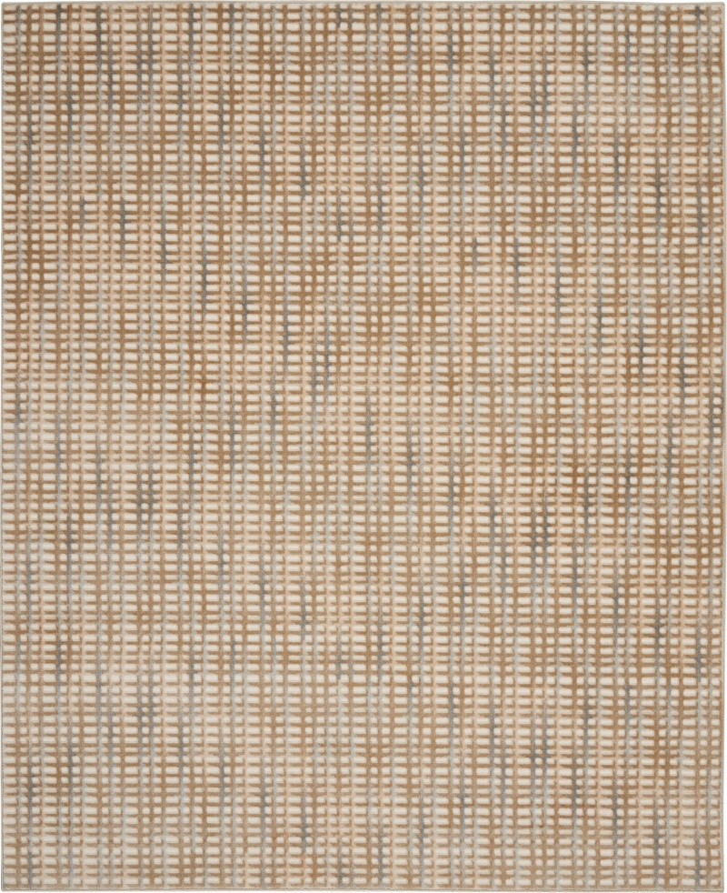 Solace Beige / Blue Synthetic Fibers Contemporary Area Rug - 8 Ft x 10 Ft