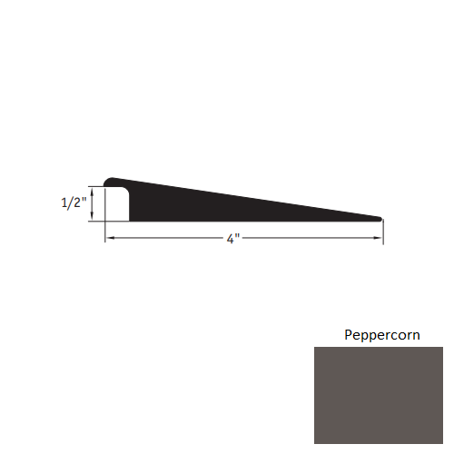 Johnsonite Peppercorn Vinyl Moulding / Trim - 4" X 12 Ft (144") X 1/2" Wheeled Traffic Transition - Wheeled Traffic Transition