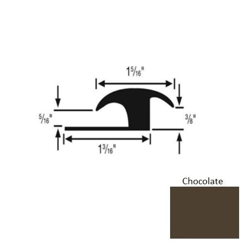 Flextones Chocolate Vinyl 160 Ceramic / Wood Carpet Transition - 3/8" X 12 Ft - Thermoplastic