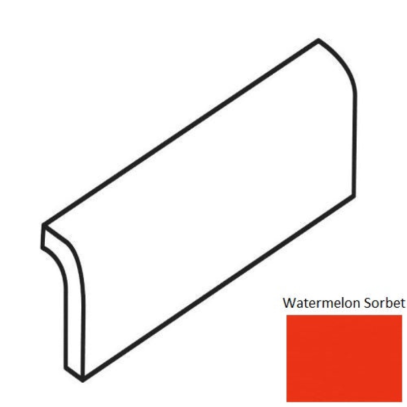 Bright & Matte Watermelon Sorbet Ceramic Wall Trim - 2" X 6" Radius Bullnose - Glossy