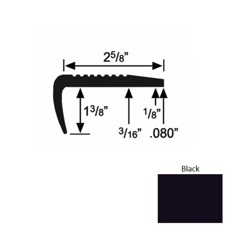 Solid 03 Black Rubber Residential Stair Nosing