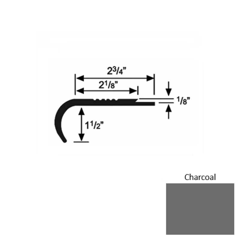 Solid 10 Charcoal Rubber Underlap Stair Nosing