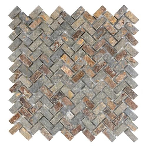 Crag Sunset Slate Natural Stone Mosaic - Herringbone - Matte