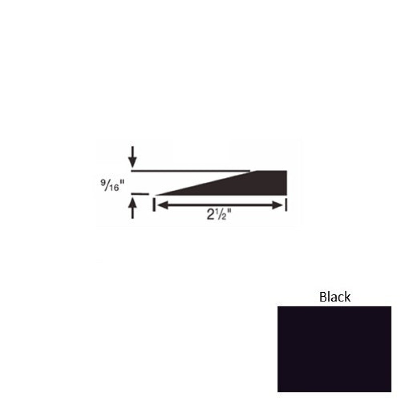 Solid 49 Black Rubber Transitional Reducer - 2 1/2" X 9 Ft (108") X 9/16"
