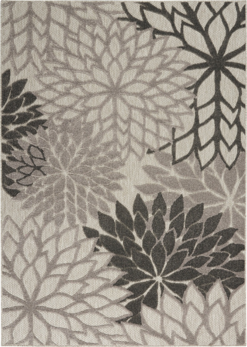 Silver Grey Tropical Area Rug