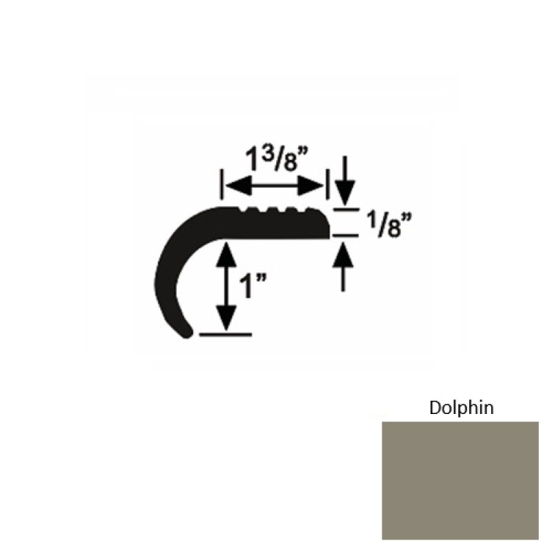 Solid 06 Dolphin Rubber Domestic Stair Nosing (Rd) - 1 3/8" X 9 Ft (108")