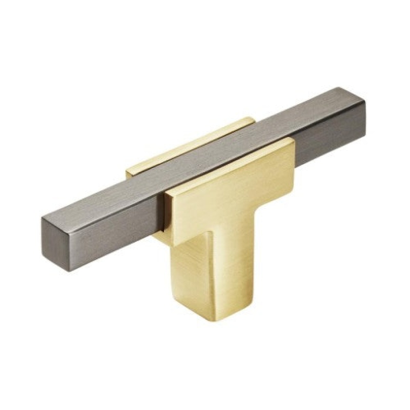 Urbanite Zinc & Aluminum Cabinet Knob - Brushed Gold / Black Chrome - 2 3/4" (70 Mm) Length