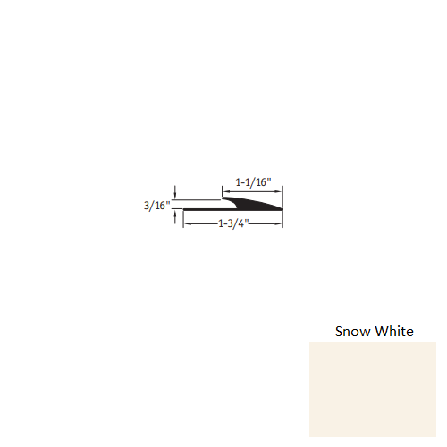 Johnsonite Snow White Vinyl Moulding / Trim - 1 1/16" X 12 Ft (144") X 3/16" Edge Guard - Edge Guard