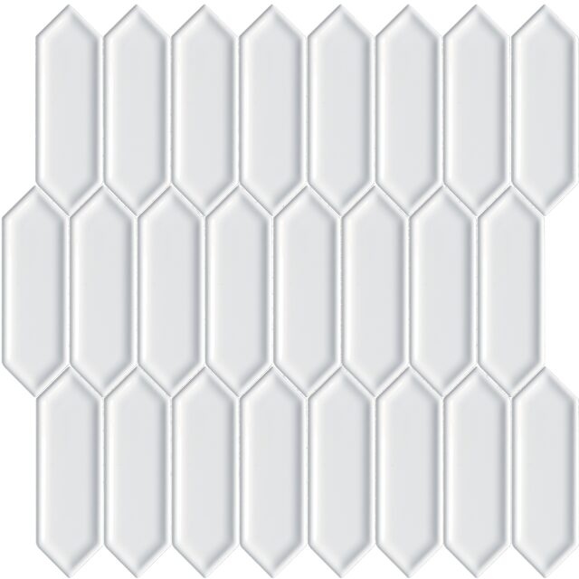 Artisan White Ceramic Mosaic - Picket Fence - Glossy