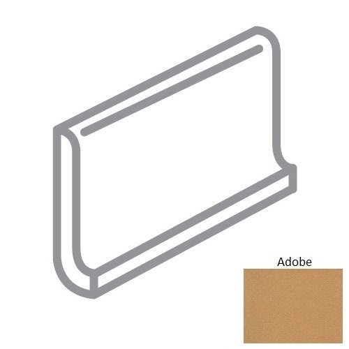 Metropolitan Adobe Ceramic Wall Trim - 4" X 8" Round Top Cove Base - Honed