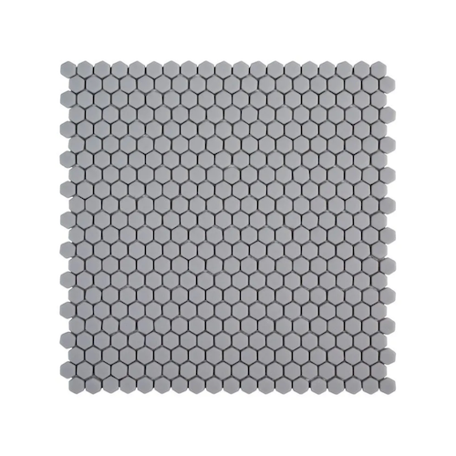 The Press Grey Glass Mosaic - 5/8" Hexagon - Matte