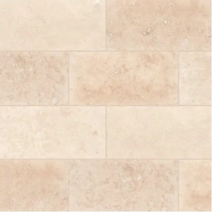 Mediterranean Ivory Travertine Tile - Filled & Honed - 12" x 24"