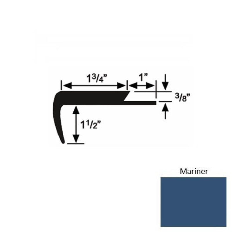 Solid 11 Mariner Rubber Single Flange Carpet Stair Nosing (Sq) - 1 3/4" X 9 Ft (108")