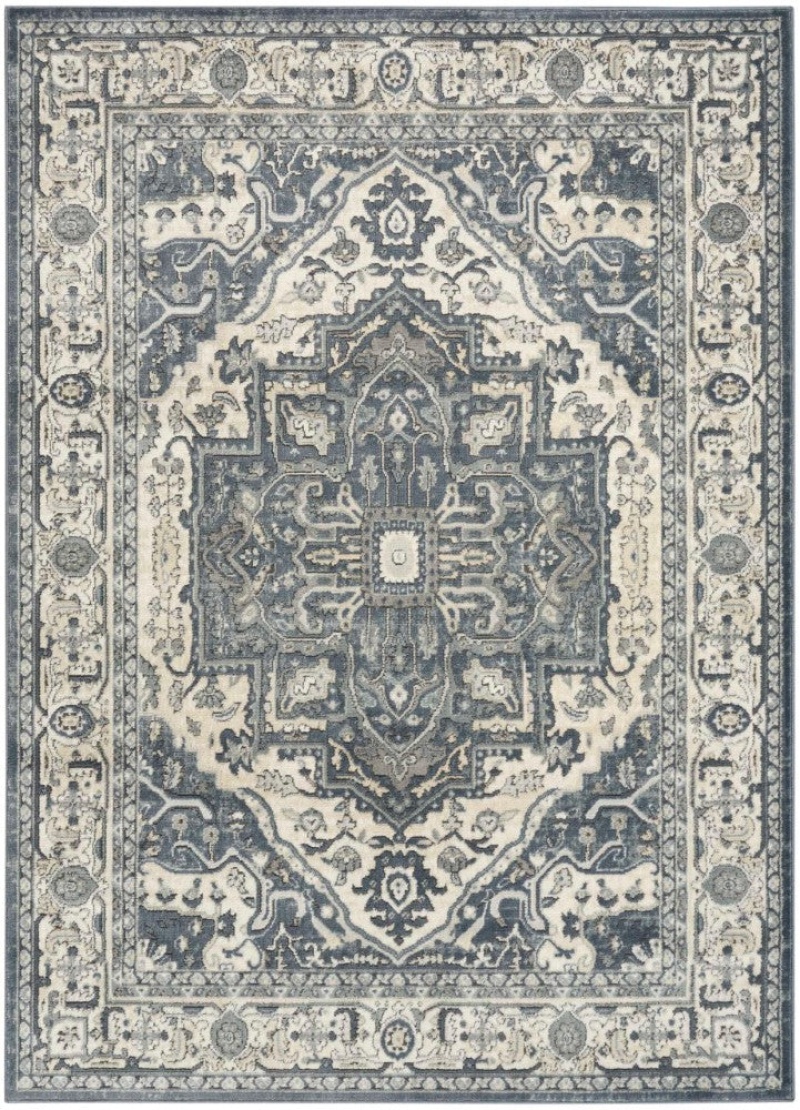 Quarry Navy Ivory 20 Ft Runner Area Rug